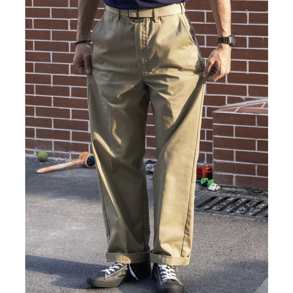 1970s Straight-Leg Work Pants Khaki Non Stock 100% Cotton Fits 34 Read